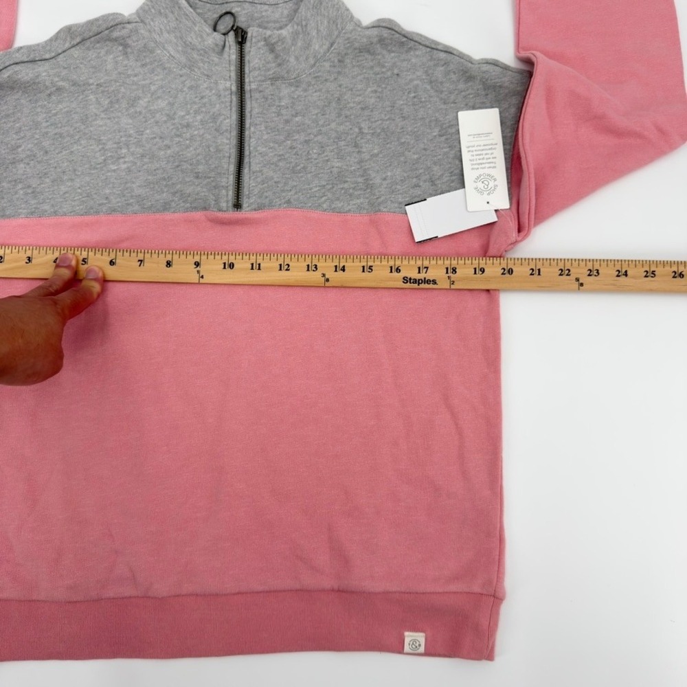 Treasure & Bond Kids XL 14/16 Pink Gray Colorblock 1/4 Zip Cotton Sweatshirt NEW - Picture 9 of 12